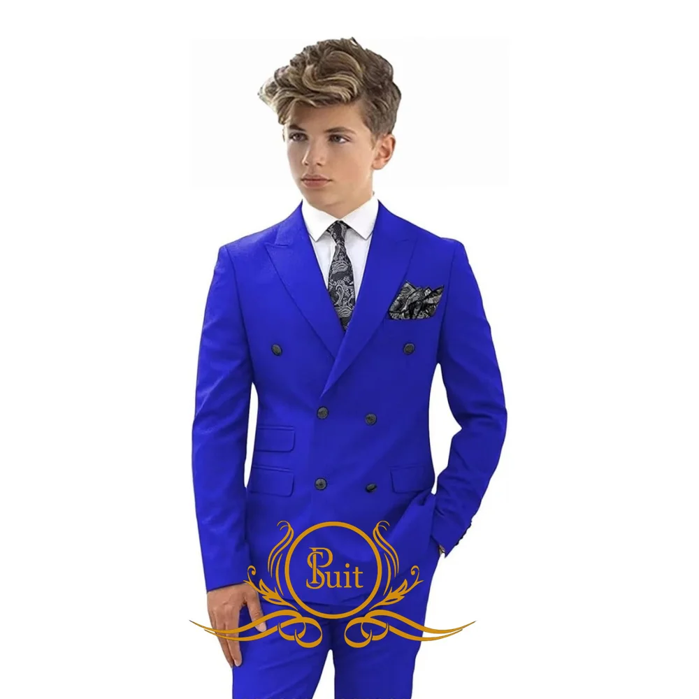 Jungen anzug 2 Stück Zweireiher Revers Blazer Hose Set Slim Fit Casual Smoking für die Hochzeit