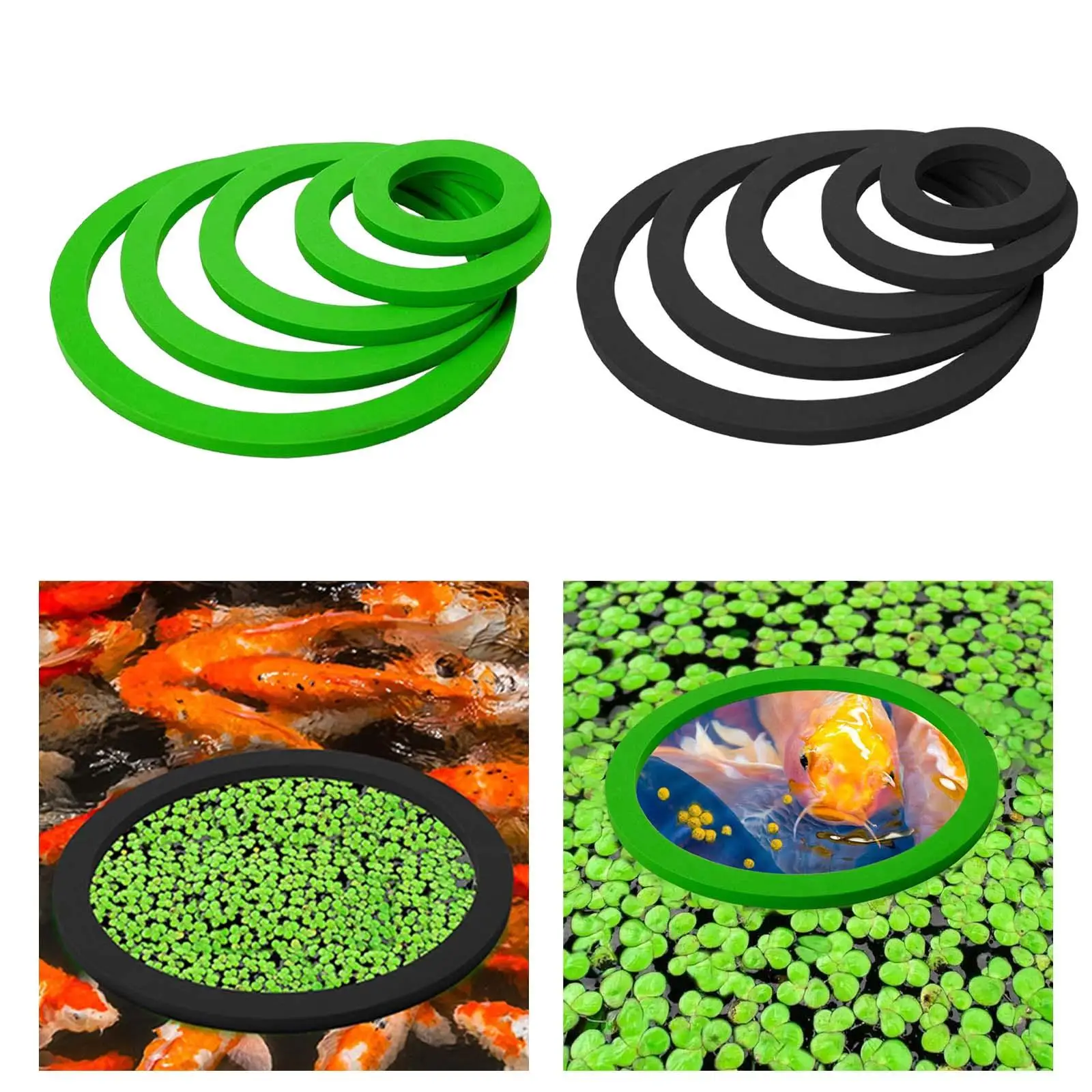 Juego de anillos de bloqueo de hierba para pecera, anillos de alimentación de peces para acuario, Verde