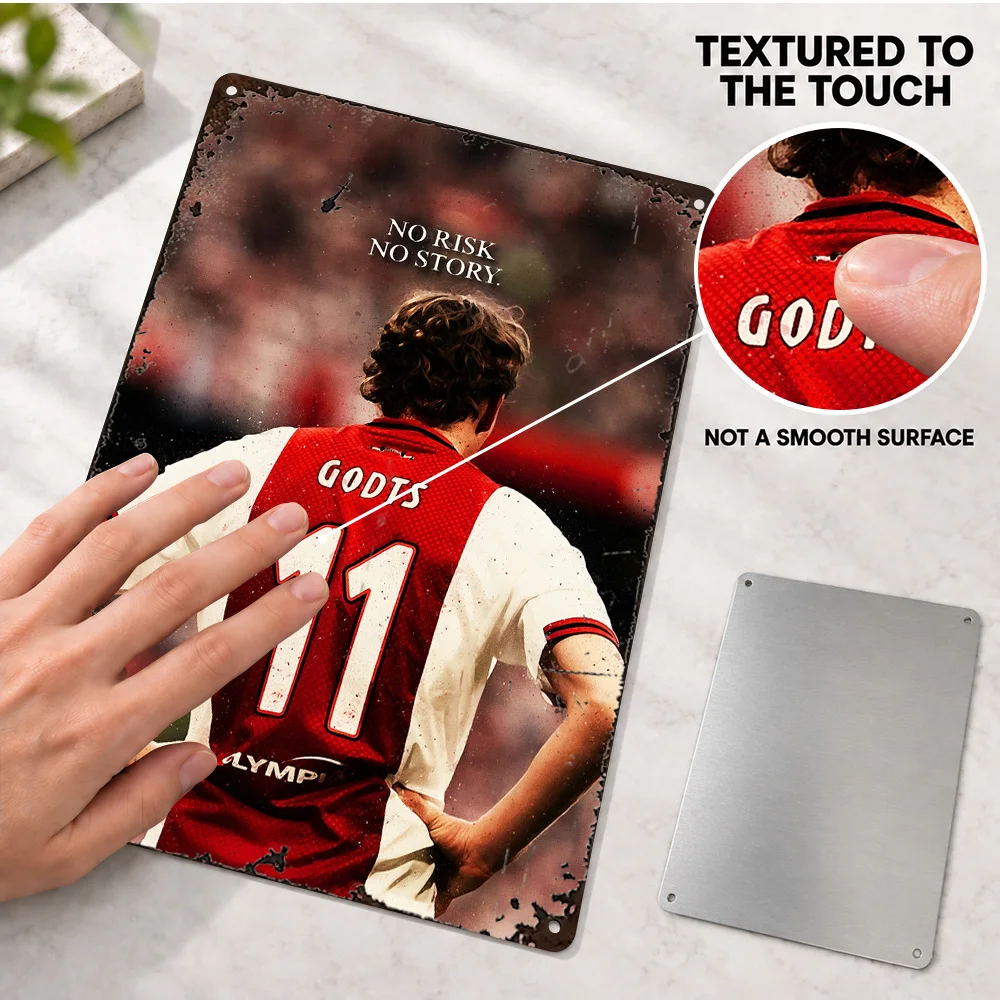 Mika Godts Ajax Football Printed Poster Personalized Aluminum Metal Sign Inspirational Typography Wall Art For Sports Lounge