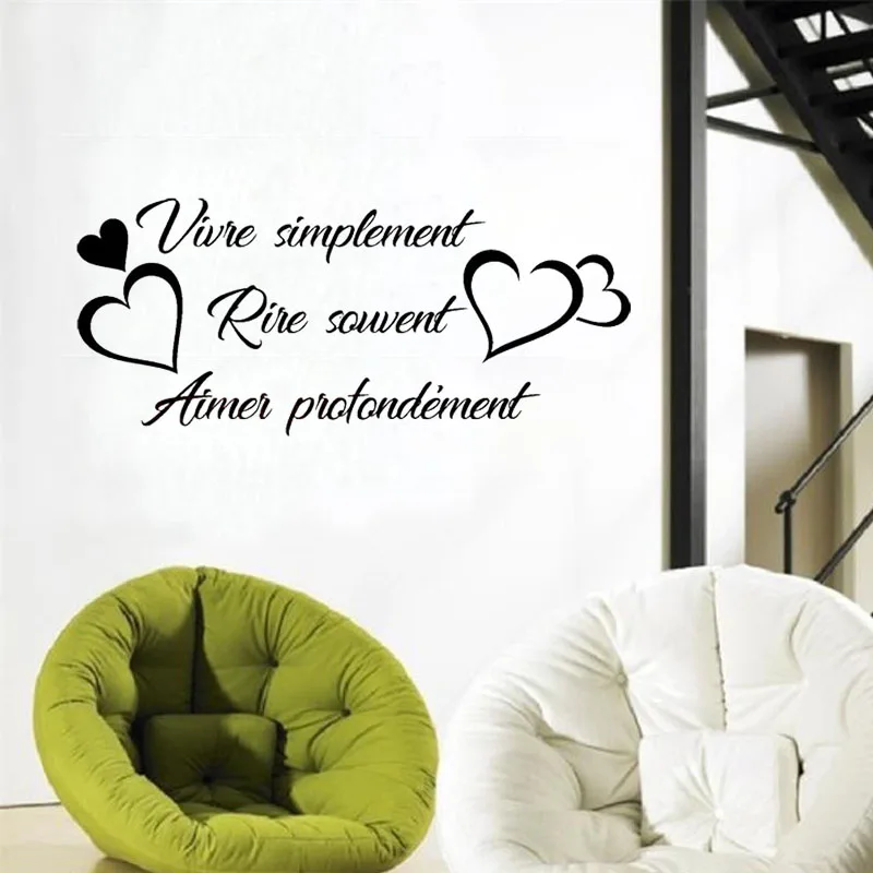 Citation Vivre Simplement Wall Sticker French Quote Wall Decal Living Room Home Decor Poster Vinyl Wall Art Murals Decoration