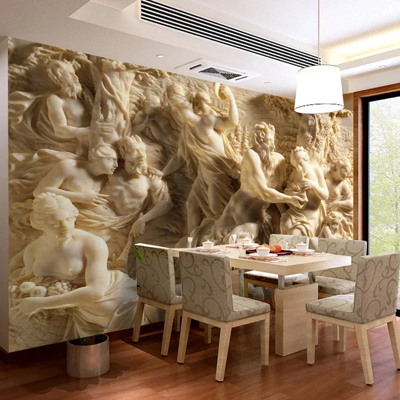 Papier peint photo personnalisé de style européen, statue de rick, 3D stéréoscopique, décor mural d\'hôtel, salon, chambre à coucher, art mural