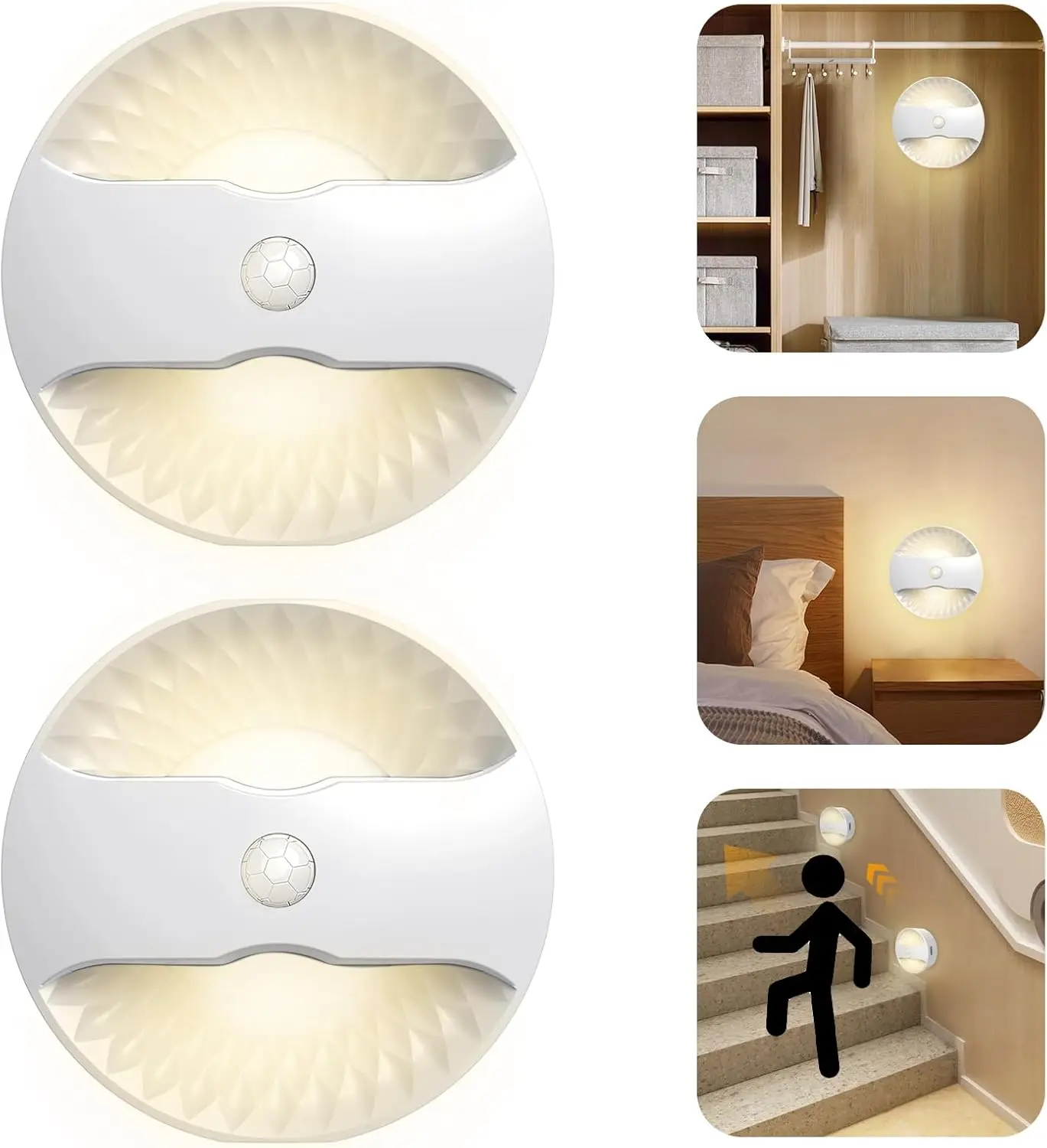 2 Pack 3 Mode Power changeable Smart Linkable Motion Sensor Night Light For Home