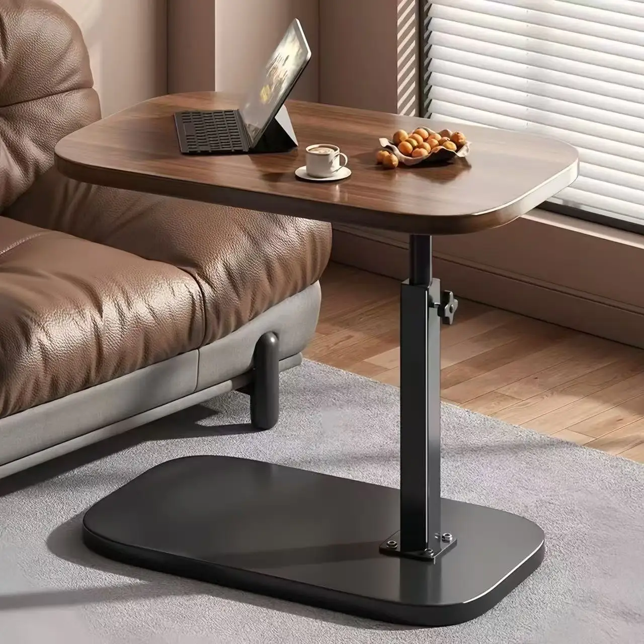 

Adjustable Rotating Flip Table Environmentally Friendly Density Board Material Carbon Steel Lifting Bracket Bedside Coffee Table
