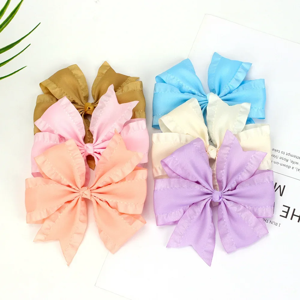 

Bow Hair Clip Pleated Windmill Bow Hair Side Barrette Solid Color Soft Refreshing Bowknots Headwear Hair Accessories for Girls