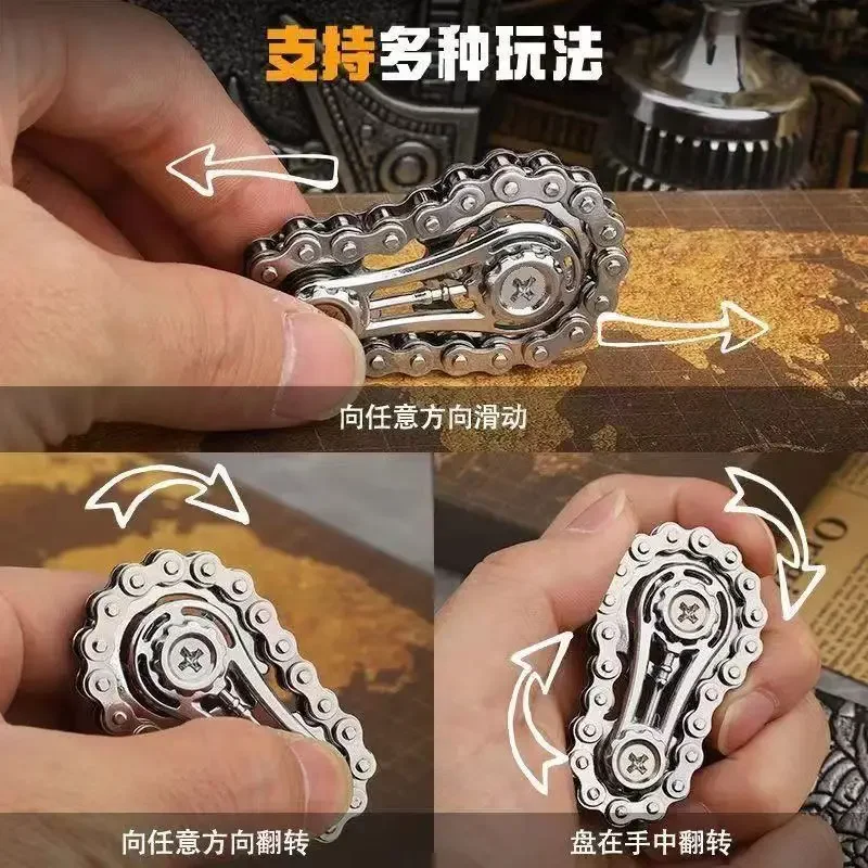 

Relieve chain pressure fidget spinner metal toy with gear sprocket flywheel and sprocket fidget spinner DIY assembly toy gift