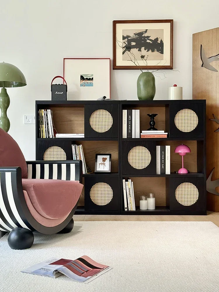 yj58 중세 모듈형 원목 책장 잡지장 좁은 책꽂이 프렌치 레트로 디스플레이 캐비닛