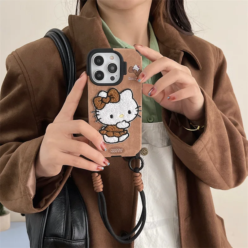 Hello Kitty Sanrios Anime Mobile Phone Case for Iphone 16 15 14 13Pro 12Promax Kawaii Anti Fall Shell Mobile Phone Accessories