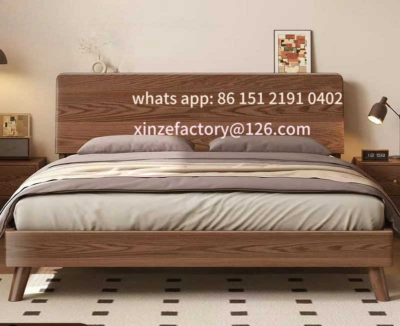 Customizable winter walnut solid wood bed household bedroom 1.8 meters double master bedroom 1.5m 1.2 meters single bed rack
