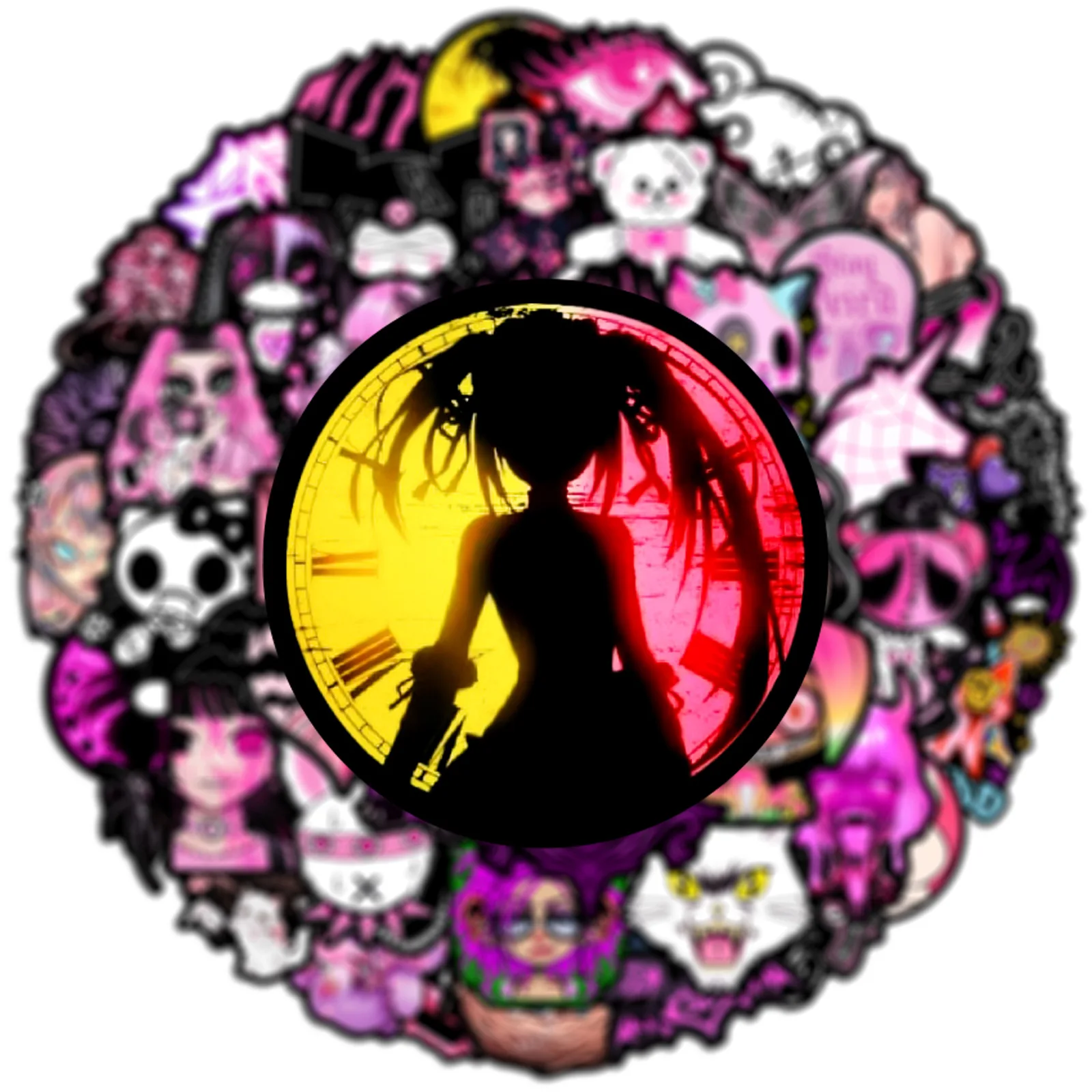 50 قطعة القوطية الأسود الوردي ملصق الإرهاب الكتابة على الجدران ملصقات التزلج دراجة نارية خوذة حقيبة أمتعة الهاتف ملصق مضاد للمياه