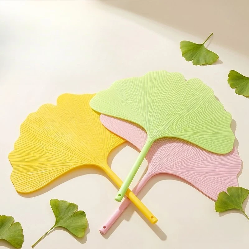 2pcs Set Fan, Cool and Durable in Summer, Large Size, Thickened Ginkgo Leaf Fan, Shockproof Hand-cranked Fan, Artistic