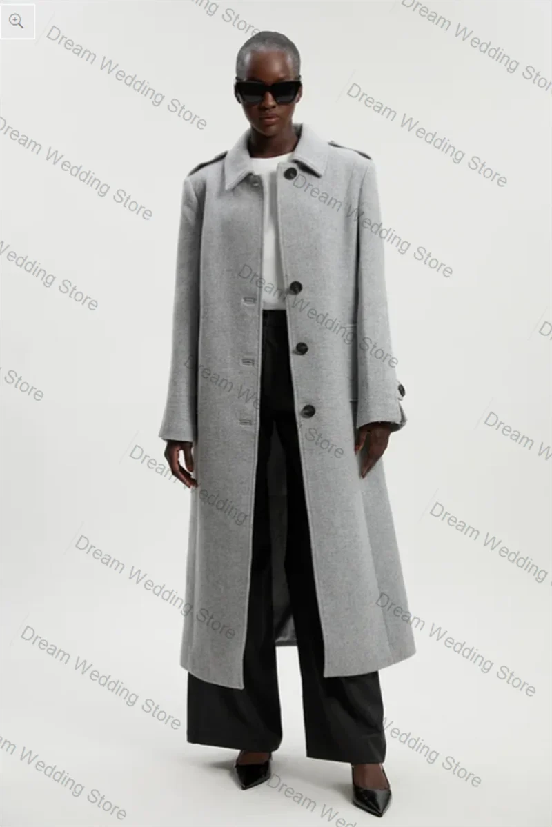 

Cashmere Light Grey Women Suit 1 Pcs Long Blazer Wool Prom Dress Formal Office Lady Jacket Customized Guest Wedding Tuxedos Coat