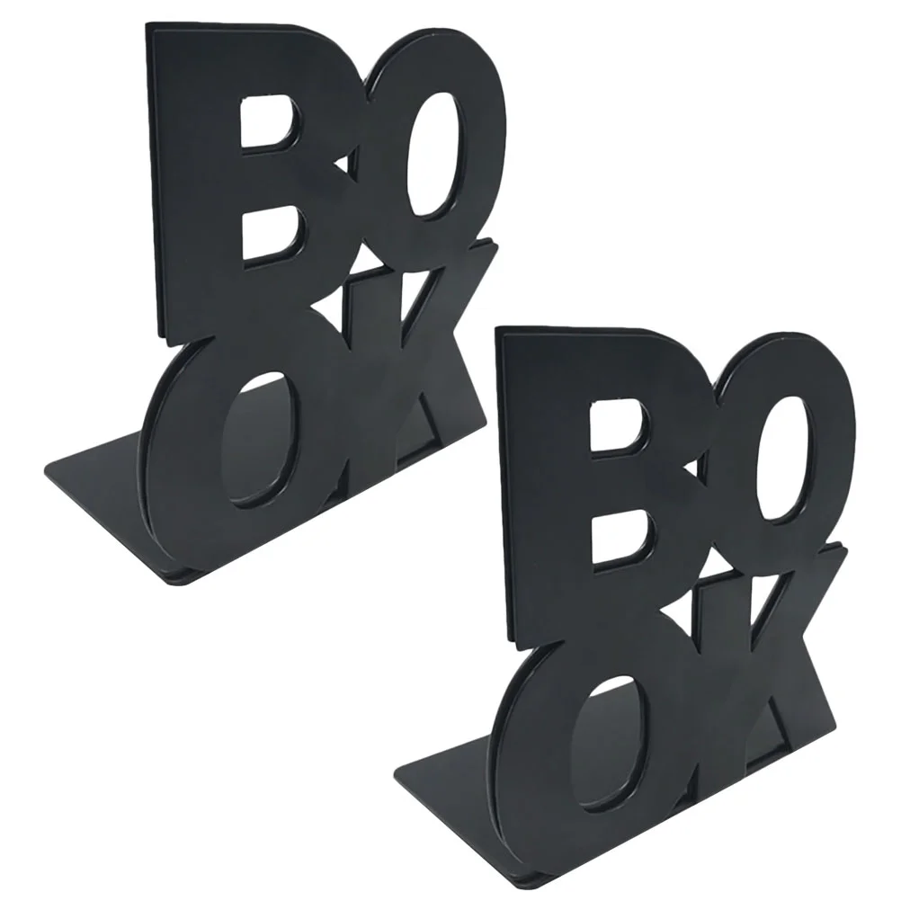 

2 PCS Book Stand Bookends Table Decorative Bookshelf Desktop Metal Creative Stainless Steel Storage Rack Office Home