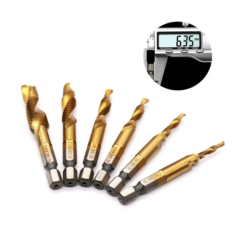 Imagem -03 - Hss Titânio Chapeado Bocados de Broca Parafuso Rosca Masculina m3 m4 m5 m6 m8 M10 Métrica Torneira Broca Parafuso Encanta a Linha Composta da Máquina da Pata