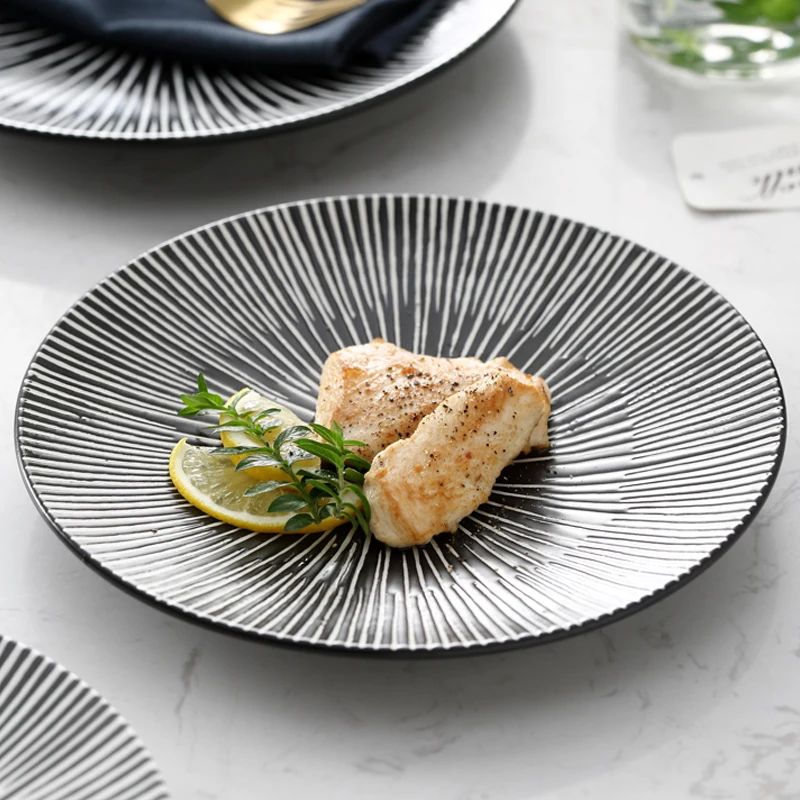 

Nordic Hand Painted Steak Plate Creative Ceramic Dinnerware Deep Soup Dish Western Style Tableware