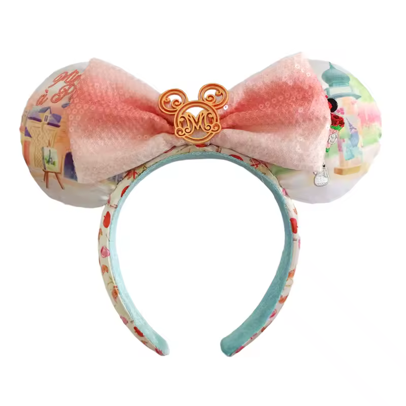 2026 Mickey Mouse Ears Headband 2025 Cinderella Rapunzel Princess Bow Minnie Ear Headwear for Adult Kids Holiday Hairband - Image 10