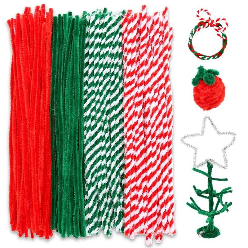 

Fenrry 100Pcs 30cm Chenille Stems Pipe Cleaners Plush Tinsel Kids Educational Toys Handmade Art Materials for DIY Craft Supplies