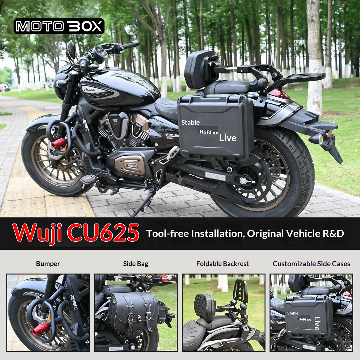 【Premium】For VOGE CU625 Modified Bumper Edge Covers, Folding Backrest, Rear Frame, Anti-Fall Bumper, Edge Box, Shift Lever Acces