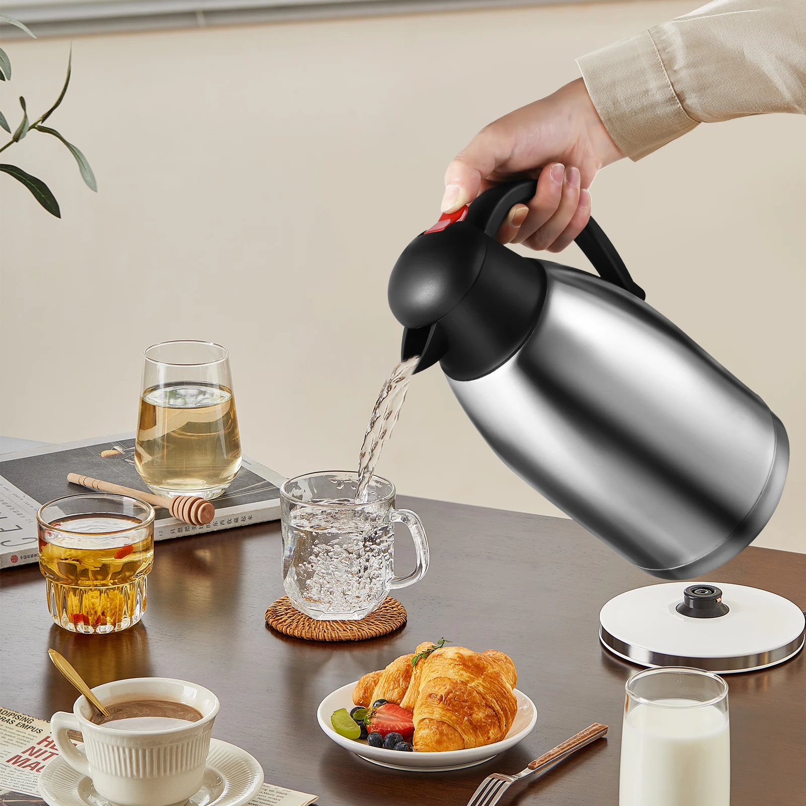 

Thermal Coffee Jug Stainless Steel Pitcher with Lid Insulated for Hot Liquids Safe Materials Efficient Insulation Portable