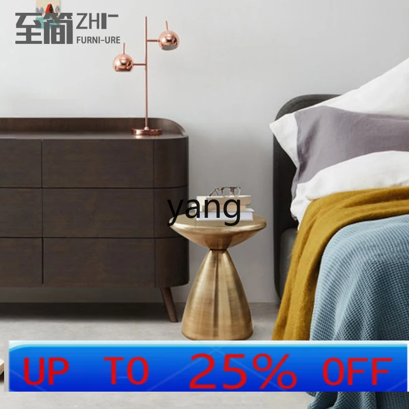 LMM  Electroplating round Living Room Side Table Bedside Table Small Apartment Balcony FRP Corner Table