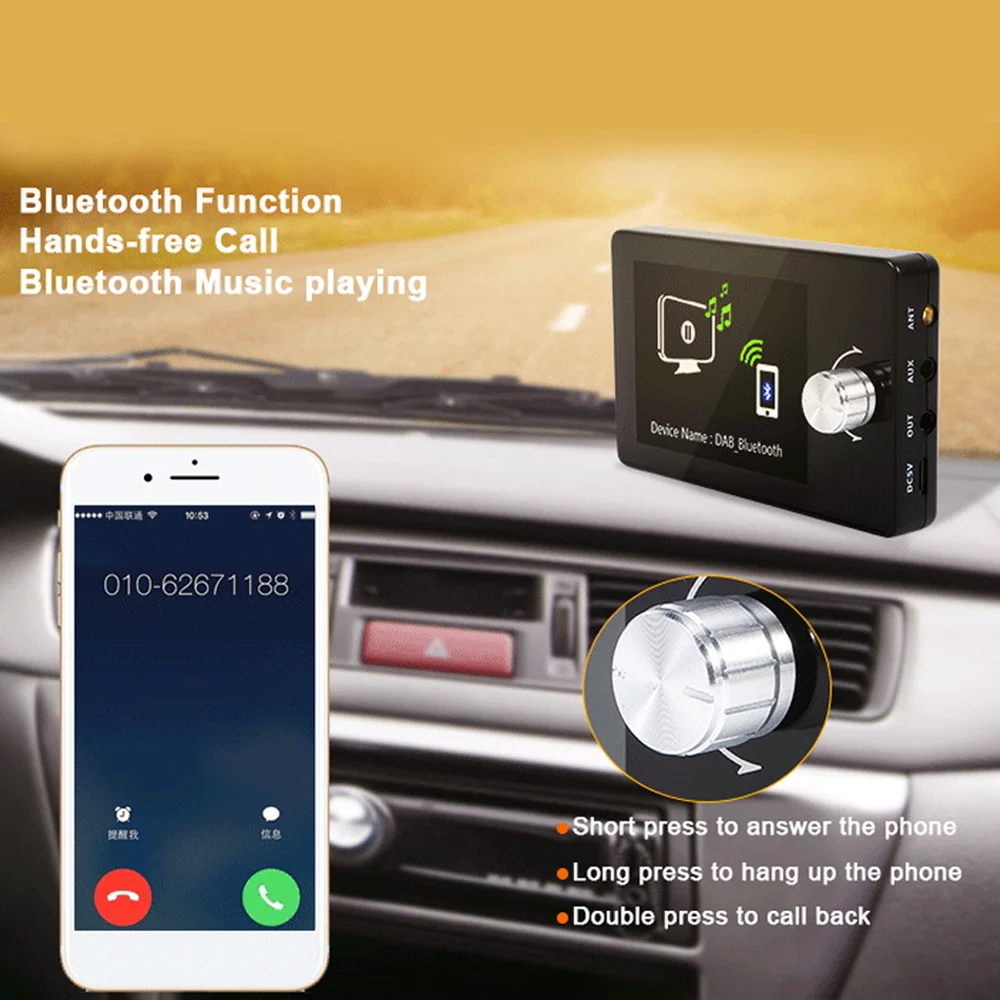 2.8 Inch Color LCD Screen For European Cars DAB/DAB+ Digital Broadcast Receiver Video Display FM Transmitter MP3 Digital AUX BT