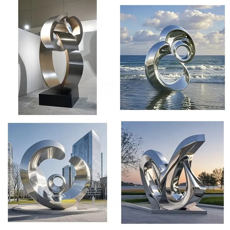 Modern Round Steel Sculpture for Indoor and Outdoor Garden Decorative Art