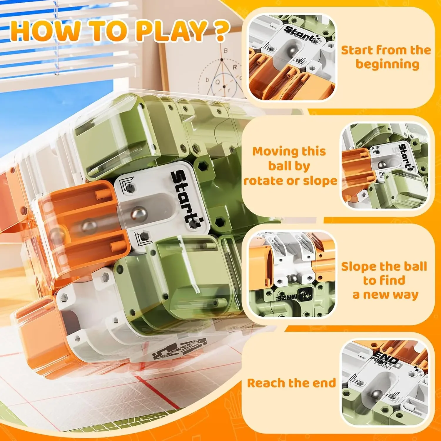 Puzzle 3D Labirinto Cubo Palla Labirinto Colorato Incastro Sfida Giocattolo - Rompicapo Montessori Giocattoli puzzle per adulti Bambini