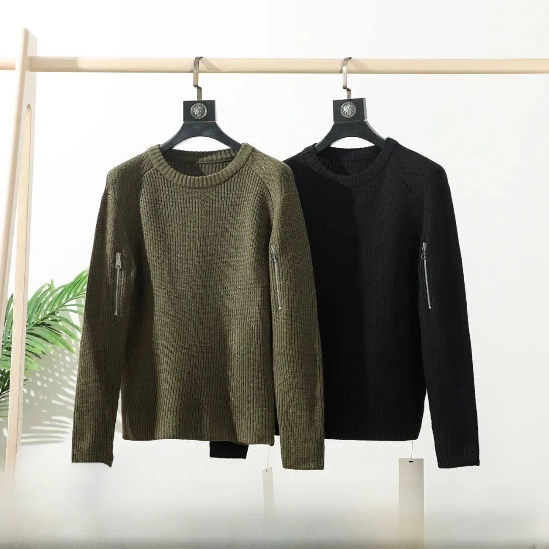 

Повседневный мужской вязаный свитер из шелка, лиоцелла, длинные штабелированные хлопковые осенне-зимние вязаные с застежкой-молнией, украшенные Thi Needle в вертикальную полоску...