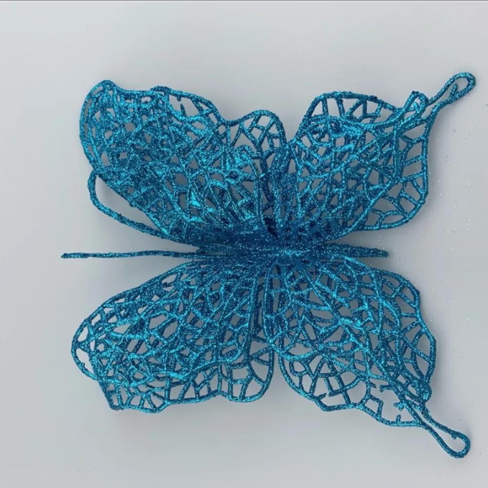 ~Christmas Butterfly Decoration ~Hollow-Out Glitter Butterfly ~Ornaments With Clip Artificial~Butterfly Craft For Christmas Tree