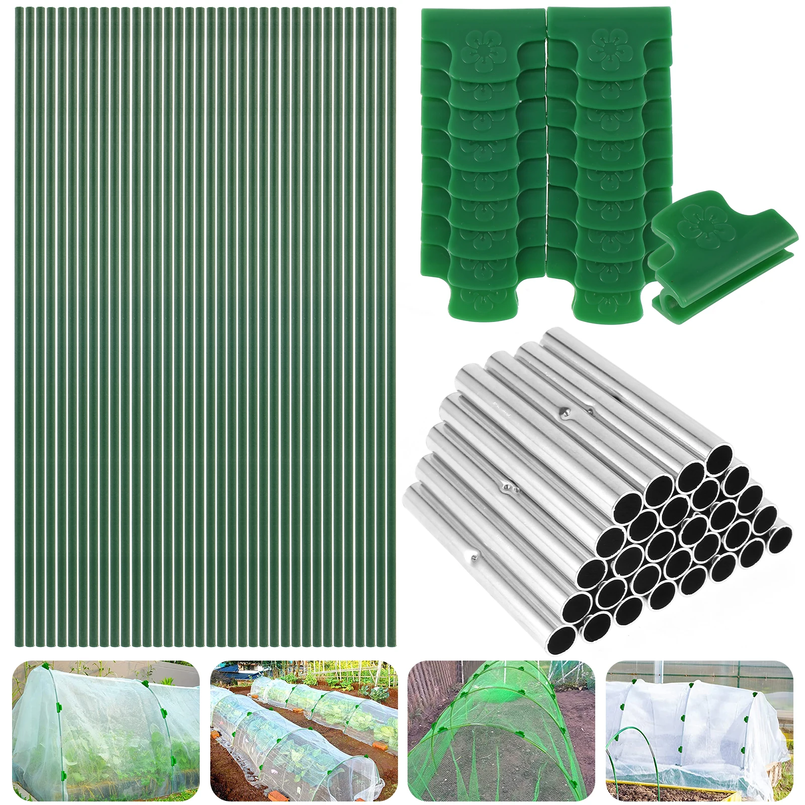 Kit De Aros De Invernadero Desmontable – 24 Tubos De Fibra De Vidrio Y 20 Conectores Para Crear Túneles De Cultivo