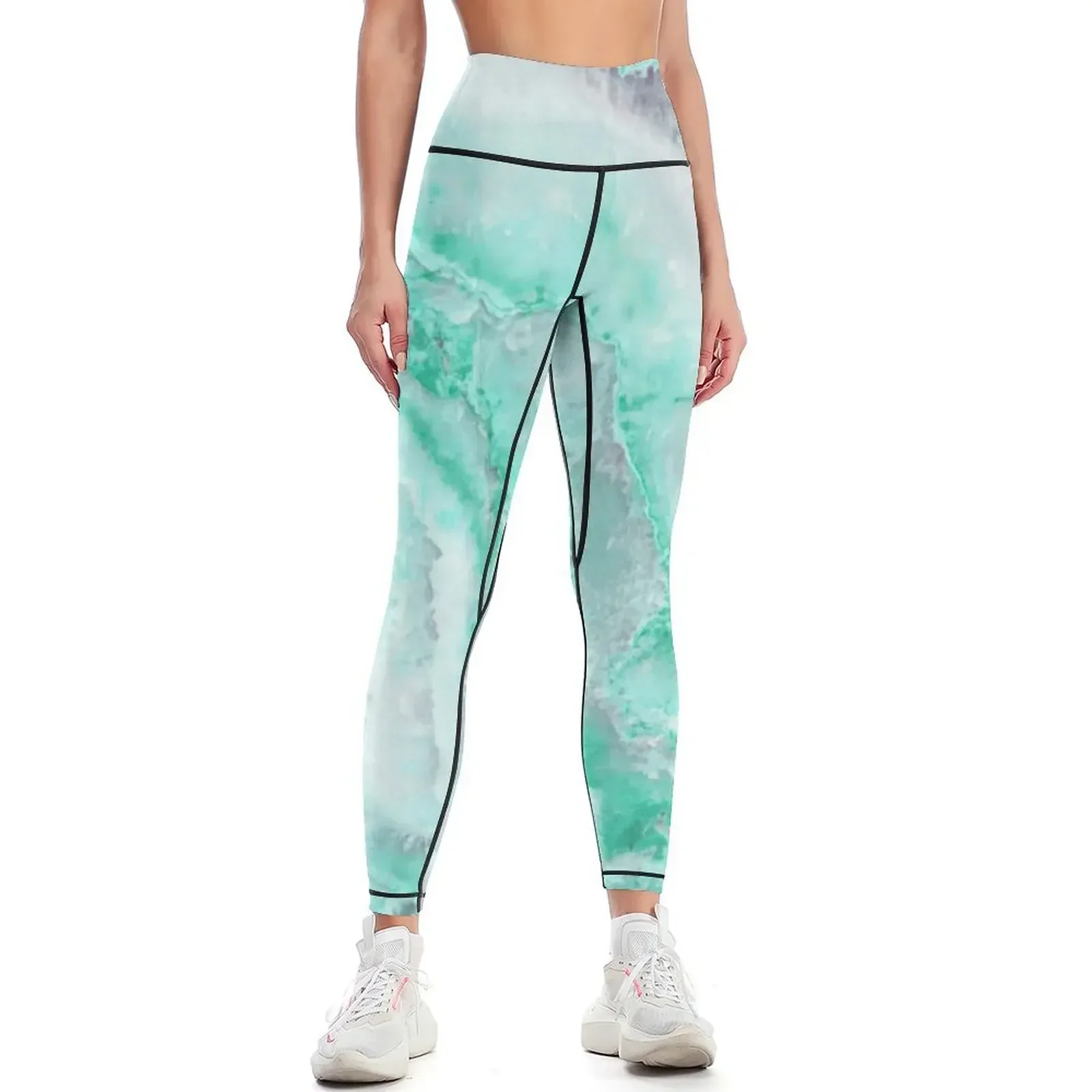 Luxury Mermaid Green Faux Agate Marble Geode Gem Leggings workout clothes for gym's sportswear high waist Womens Leggings