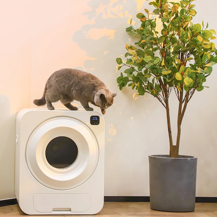 Smart Electric Cat Litter Box With Wi-Fi Automatic Quick Cleaning App Control Plastic Construction