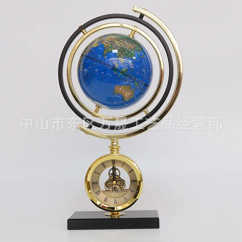 PYH living room light luxury rotating globe advanced sense marble metal ornaments home office villa crafts