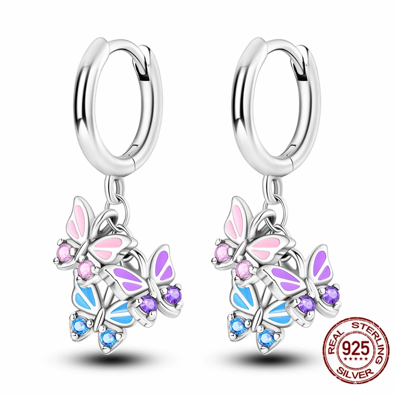 

High-quality S925 sterling silver earrings, women's butterfly earrings, anniversary and wedding jewelry gifts.