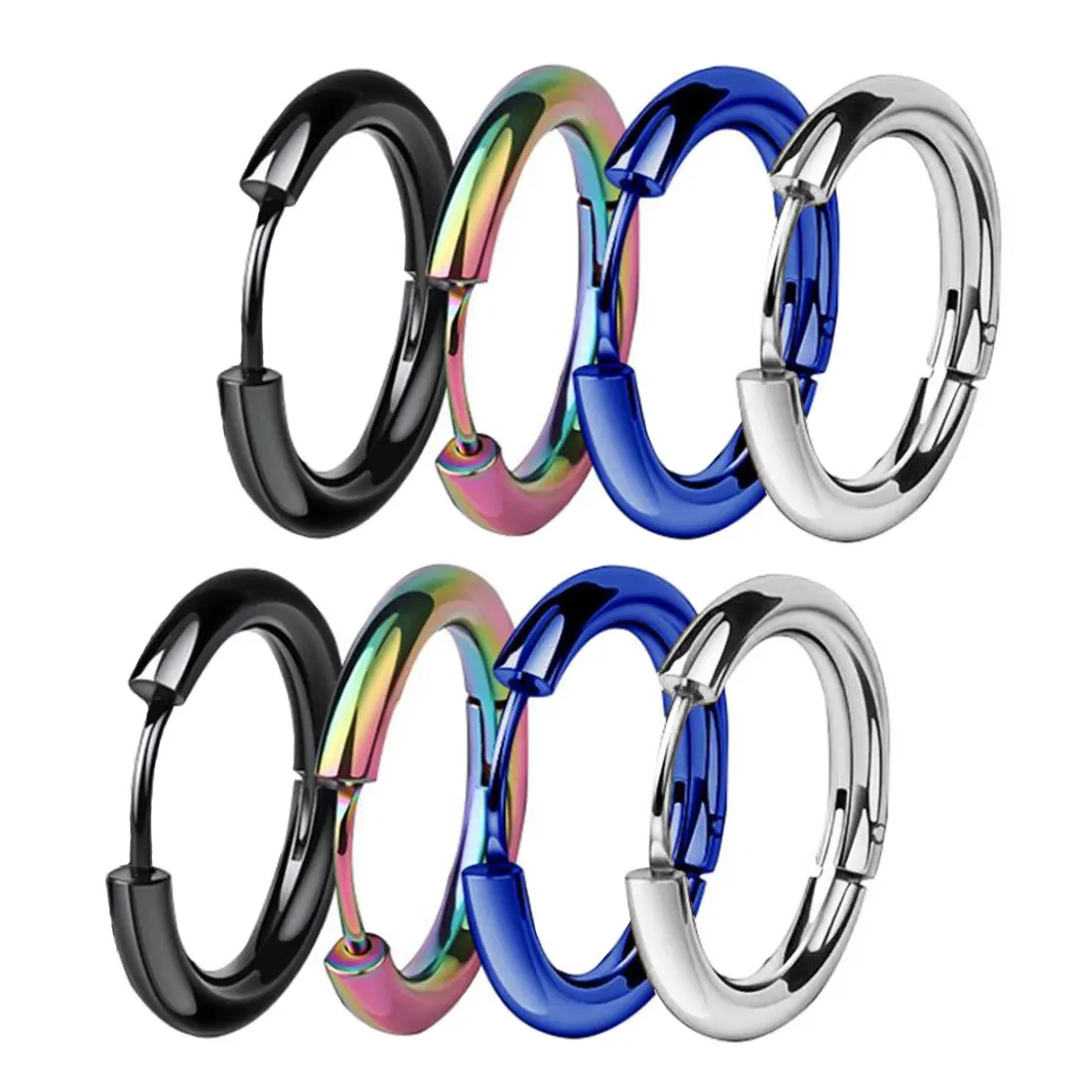 1 Pair Hypoallergenic Titanium Steel Loop Earrings Set for Men Women Huggie Hoop Cartilage Piercing 18G