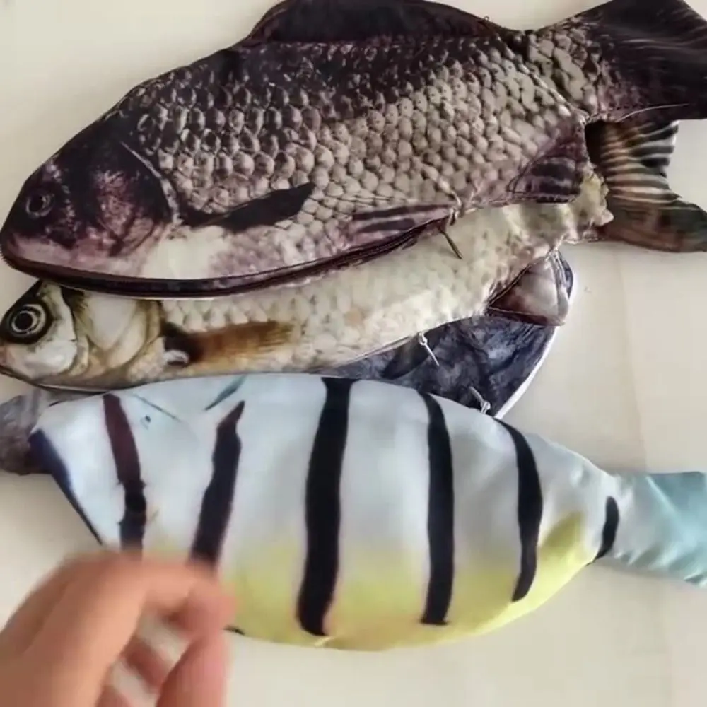 Pencil Box Simulation Fish Shape Pen Bag Clownfish Carp Fish Pencil Case Funny Creative Stationery Storage Bag Student
