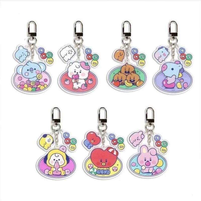 

Мультяшный акриловый брелок BT21 Kawaii KOYA RJ SHOOKY TATA COOK, подвеска для рюкзака, украшение, подарок на день рождения для девочки