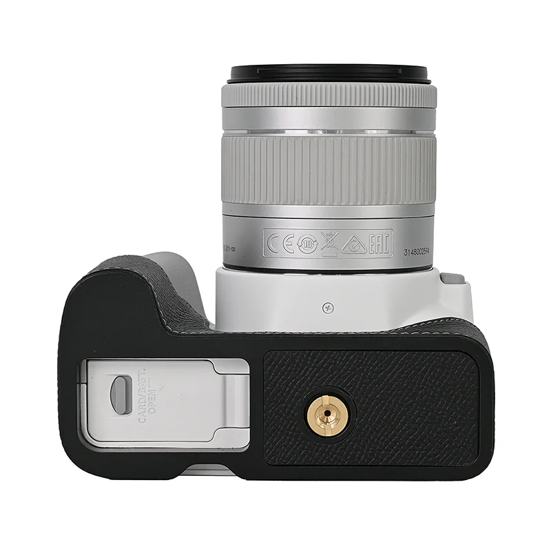 Étui en cuir véritable avec plaque en alliage d'aluminium, sac pour appareil photo, demi-corps de base pour IL EOS 200D 200DII, housse astronomique à ouverture de protection