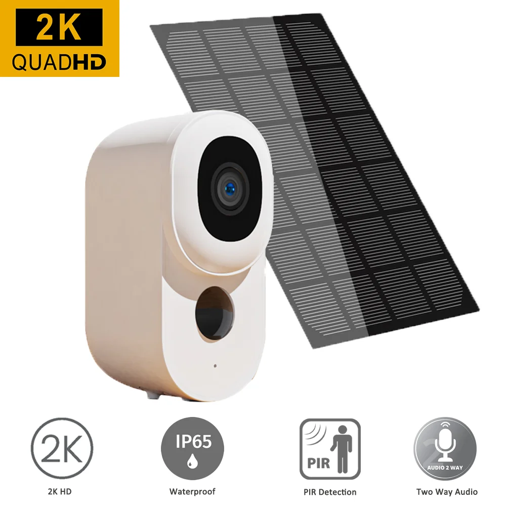 

WiFi Surveillance Camera 3MP HD Floodlight Night Vision Solar Battery Powered PIR Detection Two Way Audio Security CCTV Camera