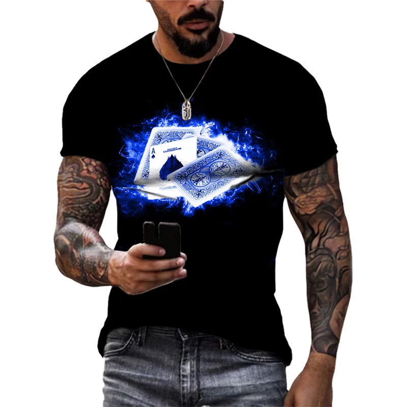 Summer Poker Card 3D Print T-Shirts Streetwear Men Fashion New Harajuku Casual Oversized O-Neck T Shirt Tees Tops Clothing