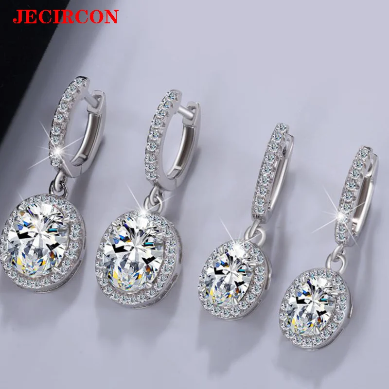 

JECIRCON 2ct Moissanite Dangle Earrings, S925 Sterling Silver Hoop with Pave Crystals, Chic Women's Daily & Night Out Accessory