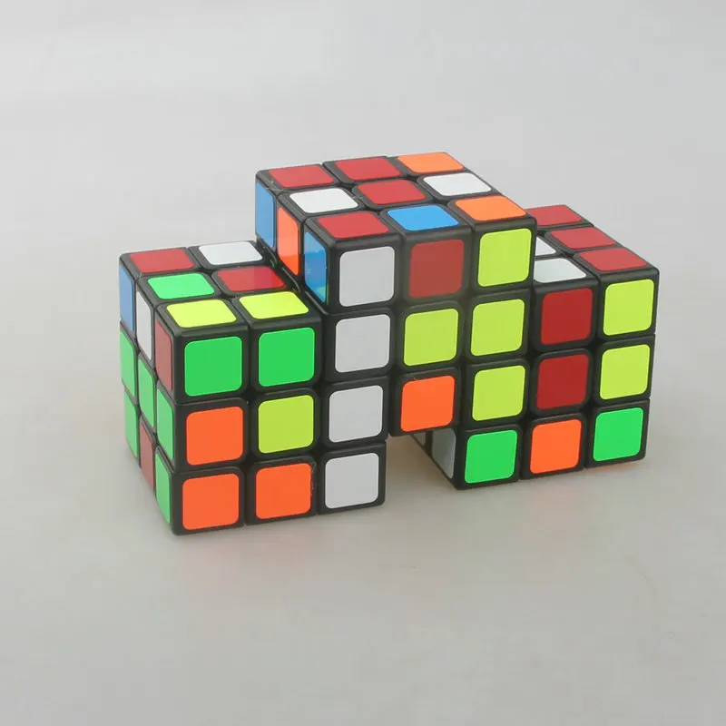 Schwarze drei Würfel zusammen Bandaged CubeTwist Triple 3x3 verbundener Zauberwürfel Puzzlespiel Spielzeug Aufkleber schwarze Aufkleber