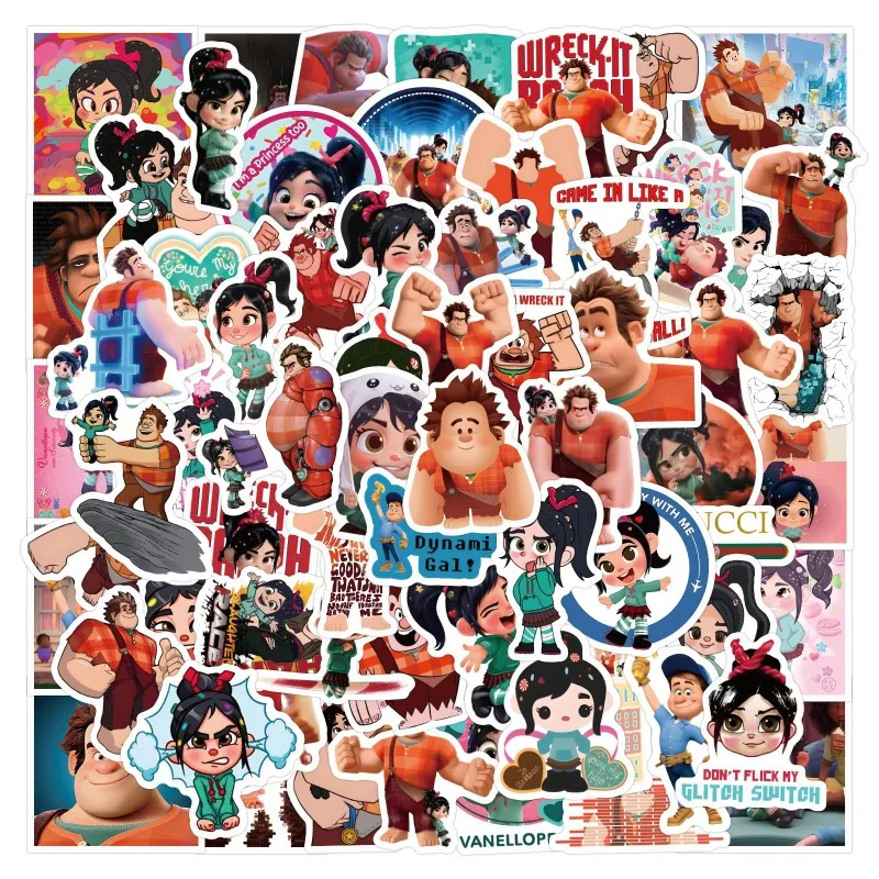 120pcs Wreck-it Ralph Animated Stickers Suitcase Water Cup Stationery Mobile Phone Scooter Laptop Refrigerator Decoration