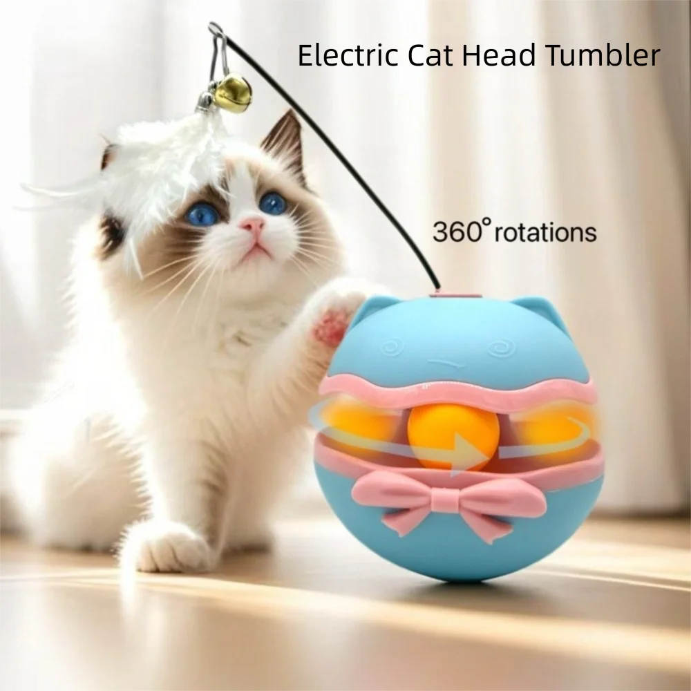 

Fun With Bell Cat Tumbler Toy Rotating Roller Track Electric Cat Roller Track Tumbler Design Cat Teasing Stick Kitten Toy
