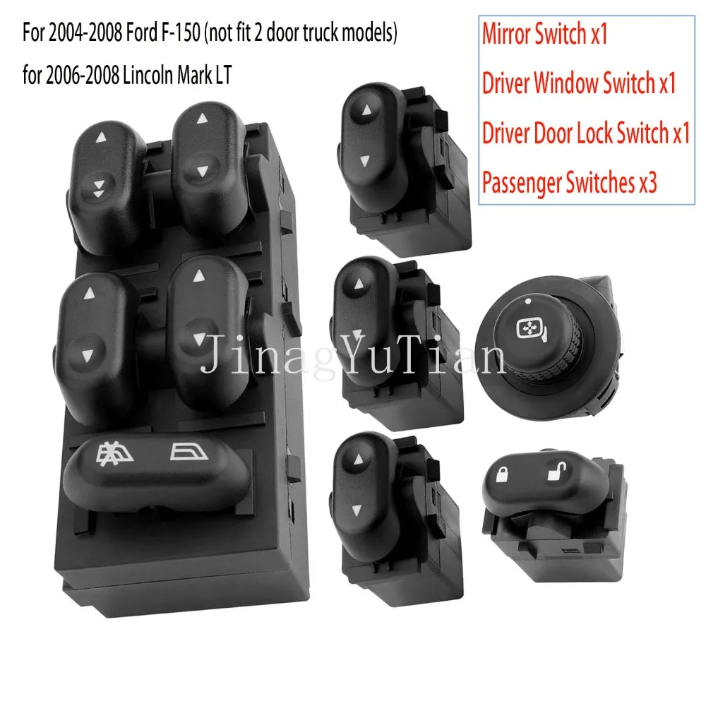 

6 Pcs Driver Passenger Side Power Window Switch Mirror Door Lock Control Button Parts for Ford F-150 Lincoln Mark LT 2006-2008