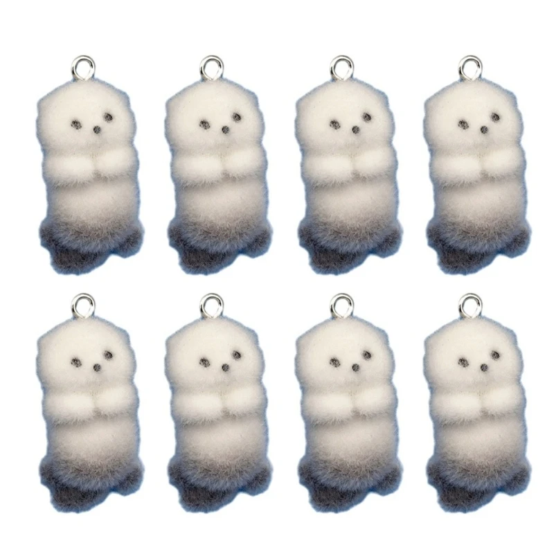 4/8Pcs Plush Otters Charm Handmade Jewelry Component Otters Jewelry Pendant for Handmade Keychains and Jewelry Crafting