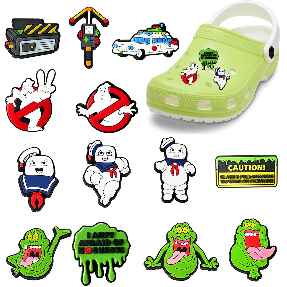 1-13pcs The Ghostbusters PVC Shoes Charm Shoes Charms Sandals Shoes Accessories Boys Girls DIY Shoe Buckle Fit Birthday Gift