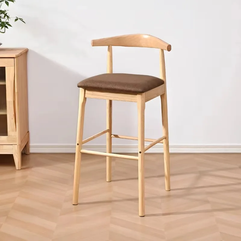 

Solid Wood Commercial Hotel Bar Stools Modern Nordic Design Stable Base High Stools