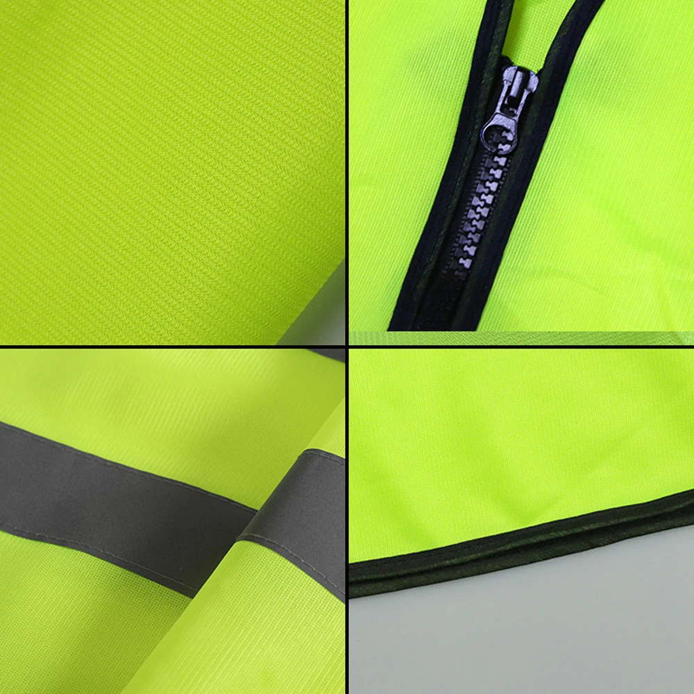 Hi Vis Safety Vest with Zipper Construction Emergency Safety Clothing Workwear