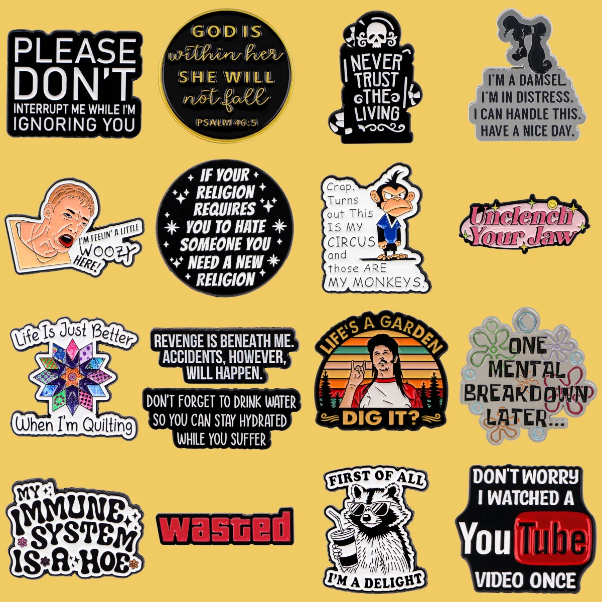 Waschbär Zitate Emaille Pin Cartoon Affe Broschen Für Frauen Revers Pin Rucksack Taschen Abzeichen Party Geschenke Kleidung Zubehör