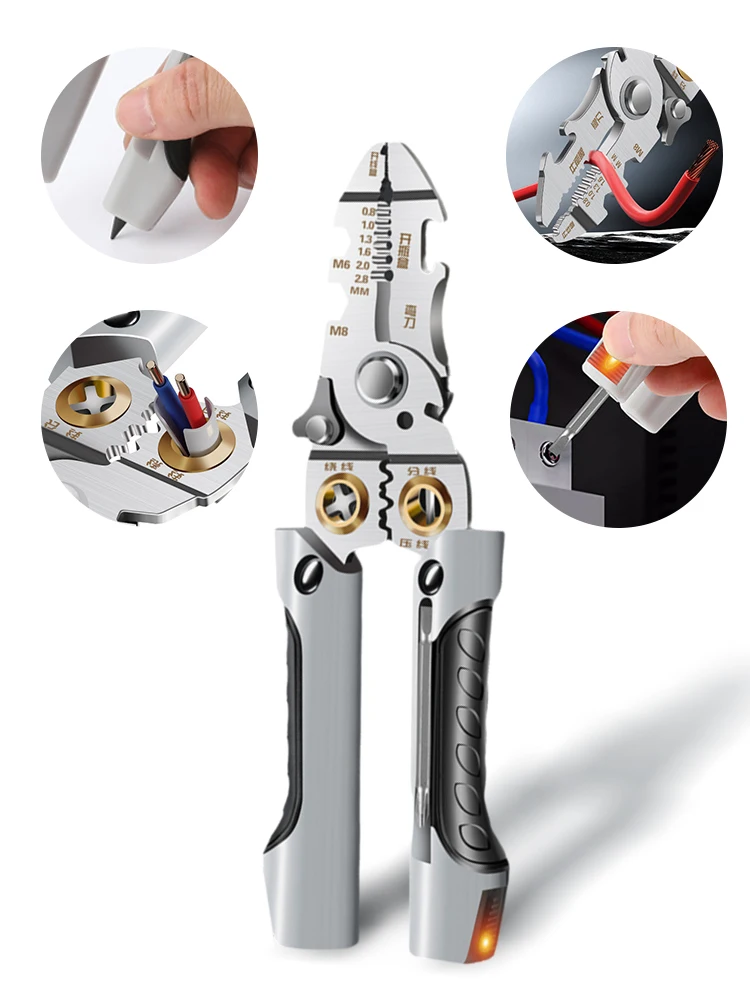 21-in-1 Multifunctional Pliers Electricity Wire Stripper Pliers Cable Cutting Tools Stripping Pliers With Electrical Measuring